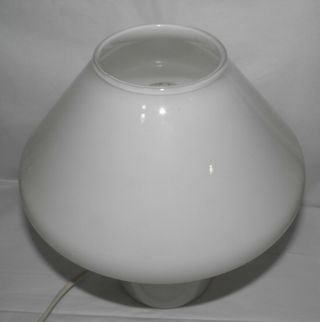 MCM White Opaque Hand Blown Cased Art Glass MUSHROOM LAMP Conran ' s England 2