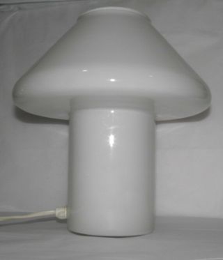 MCM White Opaque Hand Blown Cased Art Glass MUSHROOM LAMP Conran ' s England 3