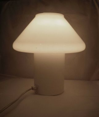 MCM White Opaque Hand Blown Cased Art Glass MUSHROOM LAMP Conran ' s England 4