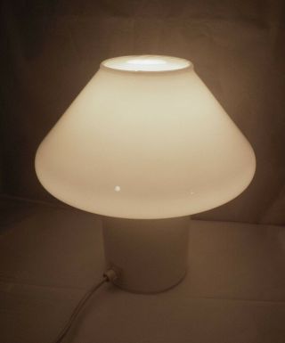 MCM White Opaque Hand Blown Cased Art Glass MUSHROOM LAMP Conran ' s England 5