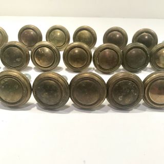 Set Of 24 Vintage Solid Brass Round Knob Cabinet Drawer Pulls W/ Screws