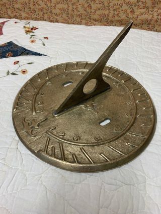 8.  25” Solid Brass Large Sundial Unmarked Anchor? Sun Dial Vintage ?