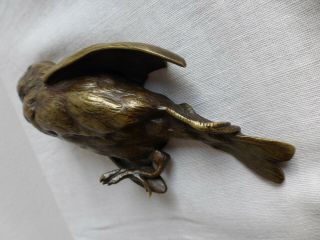 COMOLERA.  Antique SUSSE frères.  French bronze sparrow sculpture.  Paperweight.  Clip 6