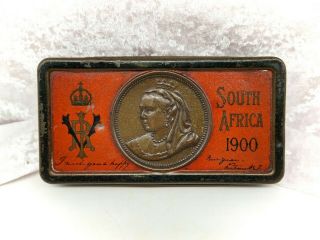 Antique Cadburys Tin - Queen Victoria South Africa 1900 - Boer War - With Chocolate