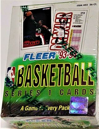 1993 - 94 Fleer Basketball Series 1 Factory Box - 36 Packs Jordan ? 93 - 94