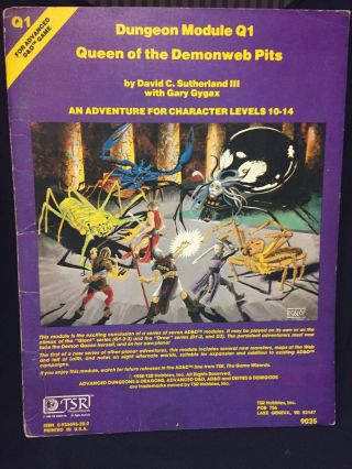 Queen Of The Demonweb Pits Ad&d 1st Edition Module Q1 Oop Vintage Tsr Osr