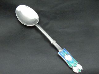Rare Antique Liberty & Co Cymric Solid Silver Enamel Spoon By Archibald Knox