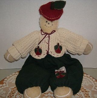 Primitive Tender Heart Treasures Gingerbread Man Doll Christmas Winter Vtg 1999