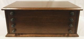 Antique Country Store Oak Wood Counter Top Spool Cabinet 3 Drawer