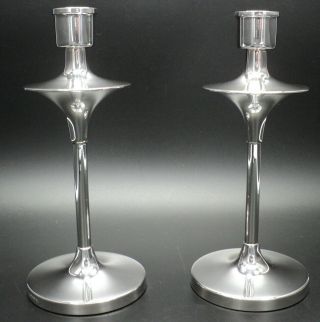 Pair Solid Silver Candlesticks By W I Broadway & Co B 