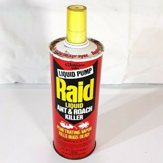 Vintage Raid Liquid Pump Can Ant & Roach Killer Vapor 16oz Johnson Wax