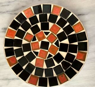 Vintage Mcm Mosaic Tile 70s Mod Plate Trinket Dish Catchall Ashtray Coffee Table