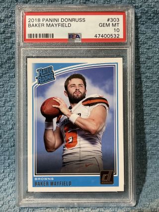2018 Panini Donruss Baker Mayfield Rated Rookie Card 303 Psa 10 Gem Invest
