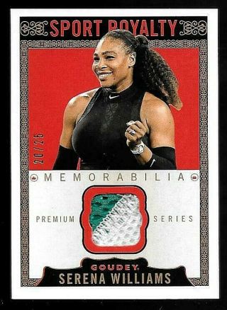 2018 Ud Goodwin Goudey Sport Royalty Premium Serena Williams 2 Color Relic /25