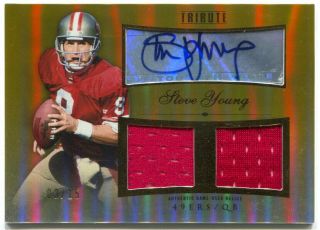2010 Topps Tribute Steve Young Autograph Relics Gold 2x Jersey Auto /15