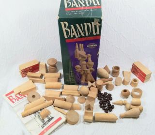 Vintage 1991 Milton Bradley Bandu Wood Block Stacking Game Only Missing 4 Beans