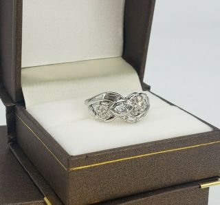 ANTIQUE Art Deco 14kt OLD MINE CUT Diamond Ring Marquise Baguette & Round 1ctw 6