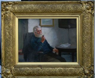 19th Cent.  Portrait Study Of A Old Fisherman Antique Oil Painting Sign.  D W Haddon