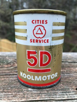 Vintage Cities Service Miniature Motor Oil Can Bank - Gold - 5d