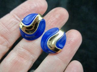 Vintage Avon Cobalt Blue & Gold Tone Pierced Earrings