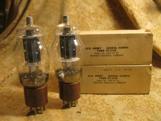 Vintage Pair Western Electric Jan Nos Nib Vt - 136 Tube Sc833a Brown Base