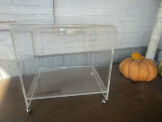 Vintage Lucite 2 Tier End Stand Table Cart Casters Top Swivels Plexicraft,  Nyc