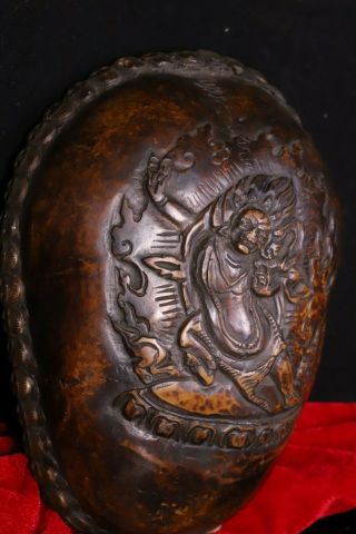 Old Tibetan silver skull Bone Vajrapani Chana Dorje Gabbra Kapala Bowl Cup FaQi 3