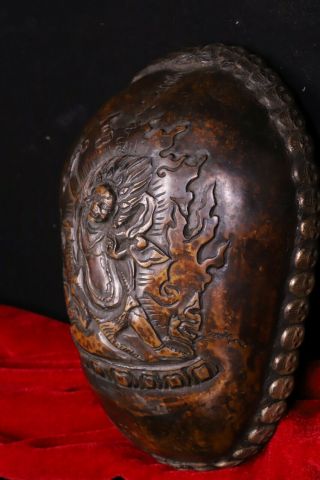 Old Tibetan silver skull Bone Vajrapani Chana Dorje Gabbra Kapala Bowl Cup FaQi 4
