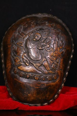 Old Tibetan silver skull Bone Vajrapani Chana Dorje Gabbra Kapala Bowl Cup FaQi 5