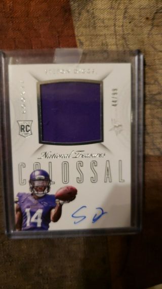 2015 Stefon Diggs National Treasure /99 Rookie Jersey Autograph On Card