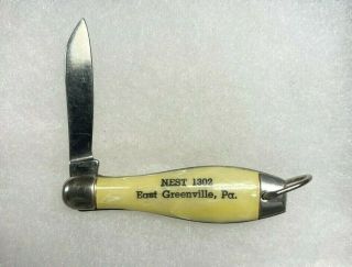 Vintage Order Of Owls Nest 1302 Fraternal Organization Hammer Brand Pen Knife