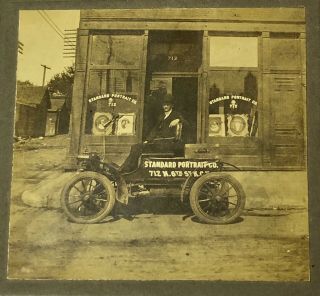 Vintage Antique Estate Late 1800s Photo Store Front Man In Car Kansas City