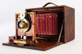 Antique Rochester Optical Co Premo 5x7 Folding Red Bellows Plate Camera V14