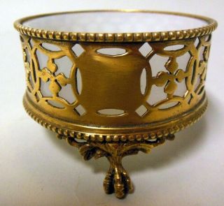 Antique Gilt Gold Brass Bronze Salt Cellar Opaline Glass French 19th C.