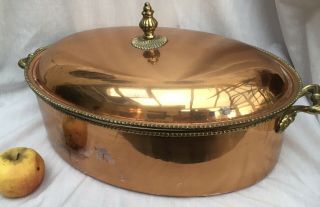 Large 36 X 25cm Bongusto Italy Copper & Brass Vintage Cooking Stock Pot With Lid