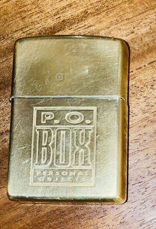 Vintage P.  O.  Box Brass Zippo Lighter Wind Proof Rare Made Usa B10