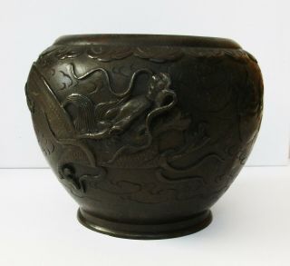 Bronze Japanese Meiji Period Dragon Vase / Planter - Imperial Japan Yoshida