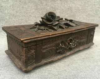 Big Antique Black Forest Glove Box Made Of Wood Early 1900 