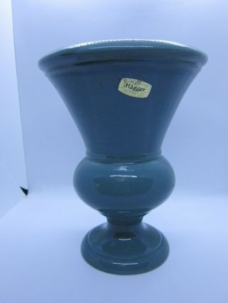 Vintage Teal Haeger Pottery Ceramic Vase With Sticker