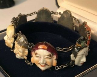 Antique Japanese Toshikane Gods Good Fortune Immortals Arita Porcelain Bracelet 6