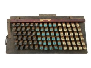 Antique Industrial Wood,  Metal Early 1900s Linotype Practice Keyboard Space Bar