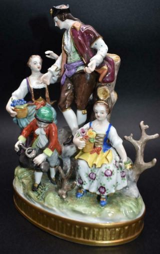 Large Antique / Vintage Aelteste Volkstedt Mark Porcelain Figure Group - German 2