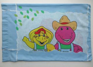 Vintage 1997 Farmer Barney Dinosaur Bj Baby Bop Standard Pillowcase Lyons Group