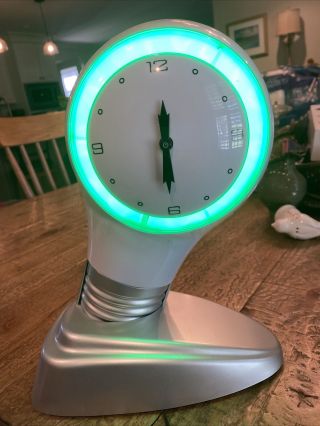 Vintage Hpi Can You Imagine Plasm Green Flourescent Light Bulb Clock Rare