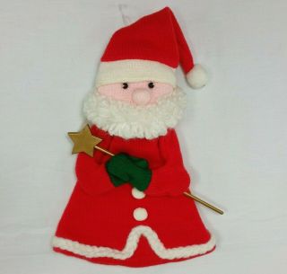 Hallmark Santa Claus Tree Topper Fairy Cloth Knit Vintage 80s Wings Wand Plush
