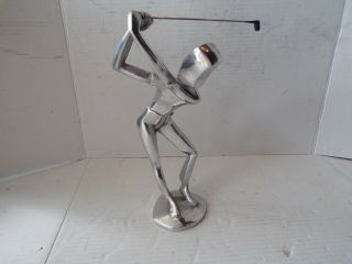 Mid Century 1977 Sculpture Golfer Signed Chris Petersen