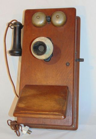 Antique Stromberg Carlson Bb - 12 Rochester Ny Oak Wood Wall Telephone Hand Crank