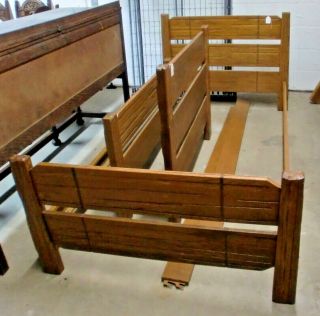 Ranch Oak Twin Size Beds With Side Rails