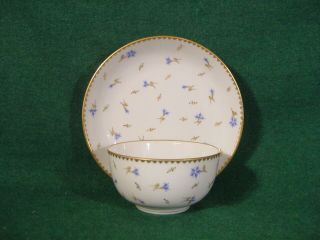 Nyon Switzerland 18th Century Porcelain Teabowl Saucer French Sprigs C1780 18thc
