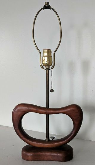 Mid - Century Modern Abstract Biomorphic Sculptural Wood Lamp,  Heifetz Noguchi Era